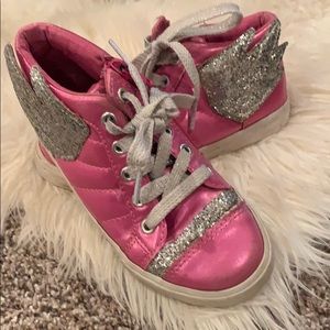 Pink and silver wing shoes